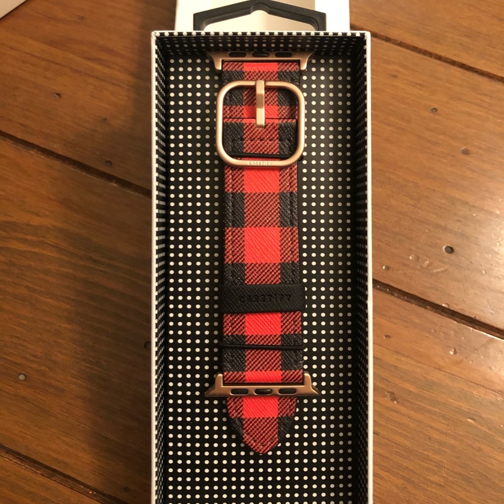 Casetify red and black plaid Apple Watch band